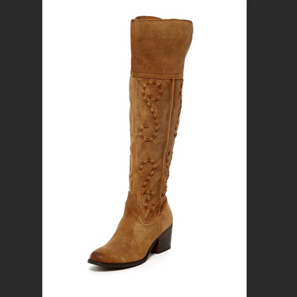 Women's Tan Suede Knee-High Western Boot #7824